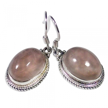 Pure sterling silver pink rose quartz pretty drop earrings